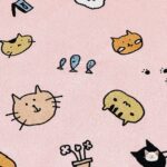 貓咪派對｜手繪療癒粉色防水保潔墊細部照