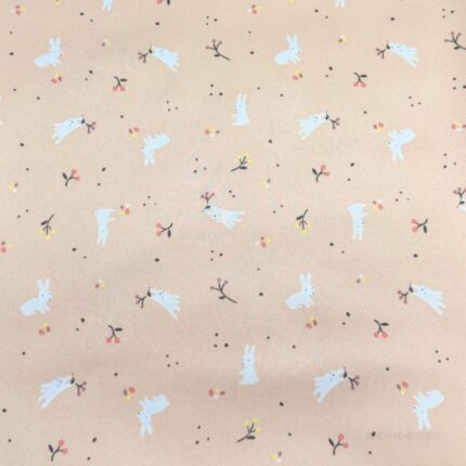 花漾萌兔｜質感杏色夢境防水保潔墊