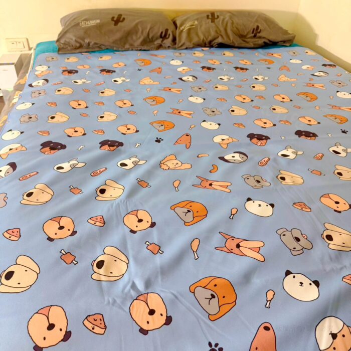 萌犬汪汪集合｜活力天藍兒童防水隔尿墊全景